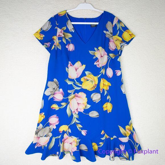 New! Adrianna Papell Women's Tulip Printed Flounce Dress, plus size 16W - Picture 4 of 16